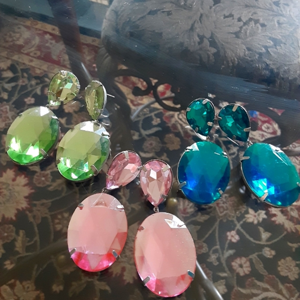 (3) Pairs of ASOS Statement Gem Earrings